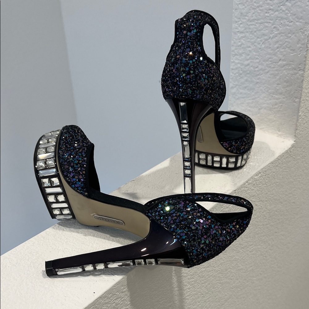 Boutique 9 Black and Silver Glitter Heels